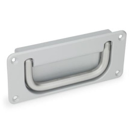 GN 425.8 Schalen-Klappgriffe Werkstoff Griff: NI - Edelstahl<br />Oberfläche Schale: SR - silber, RAL 9006, strukturmatt