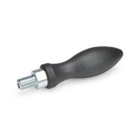 DIN 98 Drehbare Ballengriffe Stahl,  Aluminium, Kunststoff Werkstoff: KT - Kunststoff<br />Form: E - mit Gewindezapfen