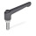 GN 303.1 Verstellbare Klemmhebel, mit Ausrastknopf, Zink-Druckguss, Schraube Edelstahl Farbe Ausrastknopf: S - schwarz, RAL 9005