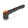 GN 303.2 Verstellbare Klemmhebel, mit Ausrastknopf, Zink-Druckguss, Buchse Stahl verzinkt Farbe Ausrastknopf: O - orange, RAL 2004