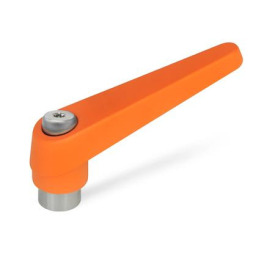 GN 101.1 Verstellbare Klemmhebel, Zink-Druckguss, Buchse Edelstahl Farbe: OS - orange, RAL 2004, strukturmatt