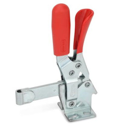 GN 810.3 Schnellspanner, Stahl, Spannhebel vertikal, mit Verriegelung, mit waagrechtem Fuß Form: EL - massiver Spannarm, mit Halteschelle zum Anschweißen