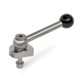 GN 918.5 Spiralexzenter, Edelstahl, Spannung radial, Schraube von der Rückseite Form: KVB - mit Kugelgriff, schräg (Kerbverzahnung)<br />Spannrichtung: L - durch Linksdrehung