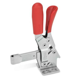 GN 810.3 Schnellspanner, Edelstahl, Spannhebel vertikal, mit Verriegelung, mit waagrechtem Fuß Werkstoff: NI - Edelstahl<br />Form: EL - massiver Spannarm, mit Halteschelle zum Anschweißen