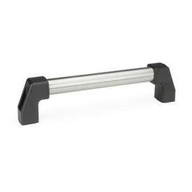 GN 667.2 Maniglie a ponte per armadi, tubolare in alluminio/acciaio INOX, montaggio dal lato posteriore Finitura: NG - rettificato, finitura matt brillante