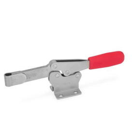 GN 820 Schnellspanner, Edelstahl, Spannhebel horizontal, mit waagrechtem Fuß Werkstoff: NI - Edelstahl<br />Form: O - massiver Spannarm mit Halteschelle zum Anschweißen