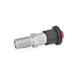 GN 414.1 Edelstahl-Rastbolzen, mit Klick-Rastsperre, Entsperren über Druckknopf Werkstoff: NI - Edelstahl<br />Form: A - ohne Kontermutter