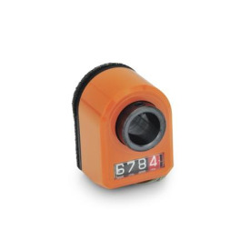 GN 954 Stellungsanzeiger, 4-stellig, digitale Anzeige, mechanisches Zählwerk, Hohlwelle Stahl Einbaulage: FR - gerade, unten<br />Farbe: OR - orange, RAL 2004