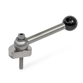 GN 918.5 Spiralexzenter, Edelstahl, Spannung radial, Schraube von der Bedienseite Form: KVS - mit Kugelgriff, schräg (Kerbverzahnung)<br />Spannrichtung: R - durch Rechtsdrehung (gezeichnete Ausführung)