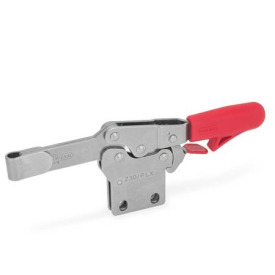 GN 820.4 Schnellspanner, Edelstahl, Spannhebel horizontal, mit Verriegelung, mit senkrechtem Fuß Werkstoff: NI - Edelstahl<br />Form: PL - massiver Spannarm mit Halteschelle zum Anschweißen