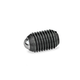 GN 615 Pressori a molla, con sfera, con intaglio, acciaio / acciaio INOX Tipo: K - Acciaio, carico della molla standard