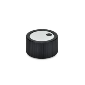 GN 726 Drehknöpfe, Aluminium, schwarz eloxiert Form: M - Deckel mit Markierung<br />Kennziffer: 2 - mit Spannzange