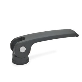 GN 927.4 Exzenterspanner, Hebel Zink-Druckguss, mit Edelstahl-Innengewinde Form: B - Kunststoff-Auflagescheibe ohne Stellmutter<br />Farbe: B - schwarz, RAL 9005