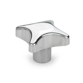 DIN 6335 Kreuzgriffe, Aluminium Form: E - mit Gewinde-Sackloch<br />Oberfläche: PL - poliert