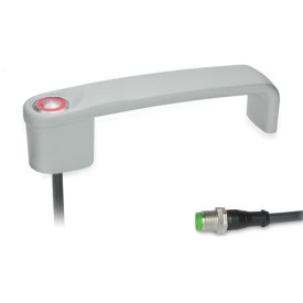 GN 422 Bügelgriffe, mit elektrischer Schaltfunktion, mit Stecker Form: T1 - mit 1 Taster<br />Oberfläche: SR - silber, RAL 9006, strukturmatt