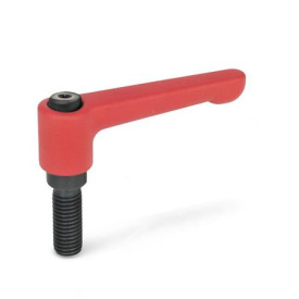 GN 302 Flache verstellbare Klemmhebel, Zink-Druckguss, Schraube Stahl Farbe: RS - rot, RAL 3000, strukturmatt