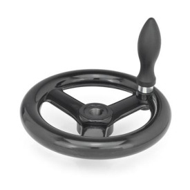 GN 555 Speichenhandräder, Kunststoff Bohrungskennzeichen: K - mit Nabennut DIN 6885-1 P9<br />Form: D - mit drehbarem Griff
