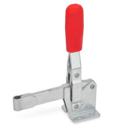 GN 810 Schnellspanner, Stahl, Spannhebel vertikal, mit waagrechtem Fuß Form: E - massiver Spannarm mit Halteschelle zum Anschweißen
