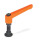 GN 306 Verstellbare Klemmhebel, Schraube mit Sonderzapfen Farbe: OS - orange, RAL 2004, strukturmatt
Form: KD - Kugelzapfen mit Druckstück