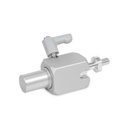 GN 487 Kugelgelenk-Klemmhalter, Aluminium Form: W - mit Welle<br />Kennzeichen: S - Kugelstück mit Außengewinde<br />Kennziffer: 1 - Klemmung mit verstellbarem Klemmhebel<br />Oberfläche: EL - eloxiert, naturfarben