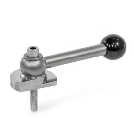 GN 918.6 Spannriegel, Edelstahl, Spannung nach oben, Schraube von der Bedienseite Form: GVS - mit Kugelgriff, gerade (Kerbverzahnung)<br />Spannrichtung: R - durch Rechtsdrehung (gezeichnete Ausführung)