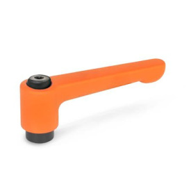 GN 302 Flache verstellbare Klemmhebel, Zink-Druckguss, Buchse Stahl Farbe: OS - orange, RAL 2004, strukturmatt