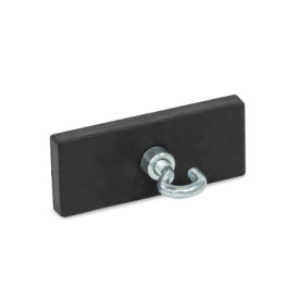GN 57.10 Haltemagnete, Neodym-Eisen-Bor, mit Haken / Ringöse, mit Gummiummantelung Form: A - mit Haken