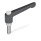 GN 303.1 Maniglie a ripresa con pulsante di sblocco, lega di zinco pressofusa, perno filettato in acciaio INOX Colore pulsante di sblocco: G - Colore grigio, RAL 7035