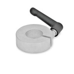 Geschlitzte Stellringe, Stahl / Aluminium, mit verstellbarem Klemmhebel