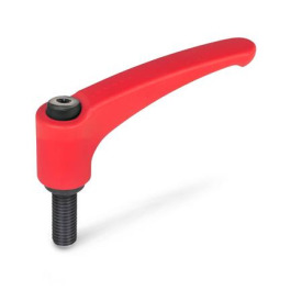 GN 602 Verstellbare Klemmhebel, Zink-Druckguss, Schraube Stahl Farbe: RS - rot, RAL 3000, strukturmatt