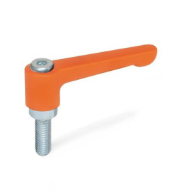 GN 302.2 Flache verstellbare Klemmhebel, Zink-Druckguss, Schraube Stahl verzinkt Farbe: OS - orange, RAL 2004, strukturmatt