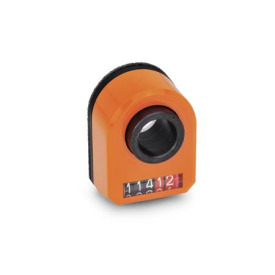 GN 953 Stellungsanzeiger, 5-stellig, digitale Anzeige, mechanisches Zählwerk, Hohlwelle Stahl Einbaulage: FR - gerade, unten<br />Farbe: OR - orange, RAL 2004