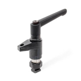 GN 9192 Aufsitzspanner, Stahl Form: K - mit verstellbarem Klemmhebel mit Spannkraftverstärkung