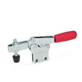 GN 820.1 Schnellspanner, Stahl, Spannhebel horizontal, mit senkrechtem Fuß Form: NC - offener Spannarm, mit 2 Flankenscheiben und Andrückschraube GN 708.1
