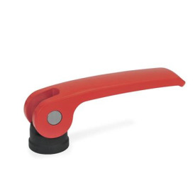 GN 927.4 Exzenterspanner, Hebel Zink-Druckguss, mit Edelstahl-Innengewinde Form: B - Kunststoff-Auflagescheibe ohne Stellmutter<br />Farbe: R - rot, RAL 3000