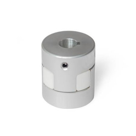 GN 2241 Elastomer-Klauenkupplungen mit Gewindestift Bohrungskennzeichnung: K - mit Passfedernut (ab d<sub>1</sub> = 30)<br />Härte: WS - 92 Shore A, weiß
