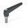 GN 101.1 Verstellbare Klemmhebel, Zink-Druckguss, Schraube Edelstahl Farbe: SW - schwarz, RAL 9005, strukturmatt