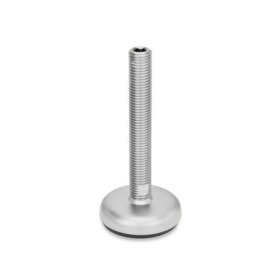GN 31 Stellfüße, Edelstahl, mit Gummiauflage Form (Fußteller): B3 - matt gestrahlt, Gummi aufvulkanisiert, schwarz<br />Spindelvariante: U - ohne Mutter, Innensechskant oben und Schlüsselfläche unten