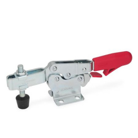 GN 820.3 Schnellspanner, Stahl, Spannhebel horizontal, mit Verriegelung, mit waagrechtem Fuß Form: MLC - offener Spannarm, mit 2 Flankenscheiben und Andrückschraube GN 708.1