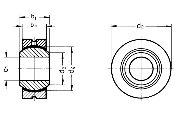 DIN 648-E Cuscinetti a snodo stretti disegno