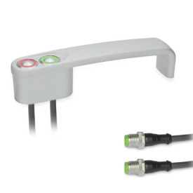 GN 422 Bügelgriffe, mit elektrischer Schaltfunktion, mit Stecker Form: T2 - mit 2 Taster<br />Oberfläche: SR - silber, RAL 9006, strukturmatt