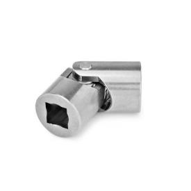 DIN 808 Edelstahl-Kreuzgelenke mit Gleitlager Werkstoff: NI - Edelstahl<br />Bohrungskennzeichnung: V - mit Vierkant<br />Form: E - Einfachgelenk
