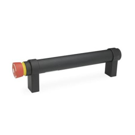 GN 331 Rohrgriffe, Aluminium, mit elektrischer Schaltfunktion Oberfläche: SW - schwarz, RAL 9005, strukturmatt<br />Form: T0 - ohne Taster<br />Kennziffer: 2 - mit Not-Aus-Schalter