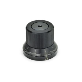 GN 700 Verstellknöpfe, Aluminium, Mechanik Stahl, mit stufenloser Arretierung Form: S - mit Standard-Skala 0...9, 100 Teilstriche