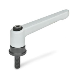 GN 300.4 Verstellbare Klemmhebel mit Spannkraft-Verstärkung, Schraube Stahl Farbe: SR - silber, RAL 9006, strukturmatt