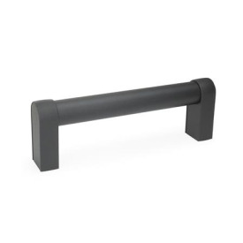 GN 669 Maniglie tubolari, alluminio Tipo: A - Montaggio dal lato posteriore (foro cieco filettato)<br />Finitura: SW - Nero, RAL 9005, finitura strutturata