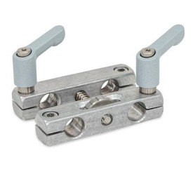GN 474.3 Parallel-Klemmhalter mit Verstellspindel, Aluminium Form: K - mit zwei Klemmhebeln und zwei Zylinderschrauben<br />Oberfläche: MT - matt, gleitgeschliffen