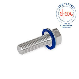GN 1581 Schrauben, Edelstahl, niedriger Kopf, Hygienic Design Oberfläche: PL - poliert (Ra < 0,8 µm)<br />Werkstoff (Dichtring): H - HNBR