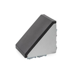 GN 30i Winkel, Zink-Druckguss, für Aluprofile (i-Baukasten), mit Zubehör Form: C - mit Befestigungsset und Abdeckkappe<br />Größe: 80x80