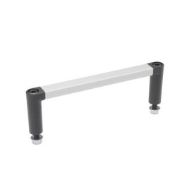 GN 423 Gerätegriffe, für 19“-Gehäusetechnik Form: B - Montage von der Bedienseite<br />Oberfläche: ELS - eloxiert, naturfarben / Grifffüße schwarz, matt